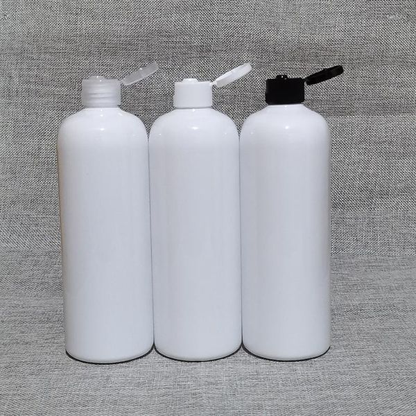 Bottiglie di stoccaggio Cosmetico riutilizzabile in plastica da 500 ml per imballaggi da viaggio Tappo con patta in PET Bottiglia a bocca appuntita Contenitore per lozione per shampoo