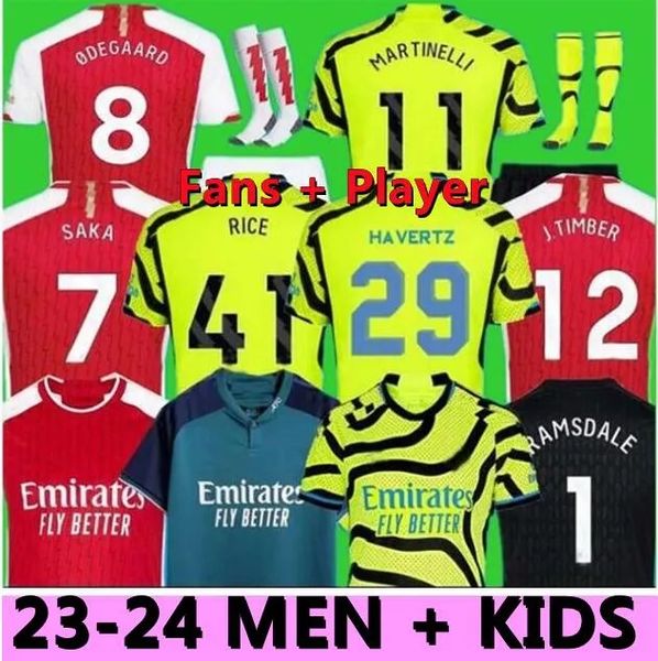 23 24 SMITH ROWE Camisas de futebol G.JESUS SKA SALIBA 2023 2024 Fãs Versão do jogador ODEGAARD Camisa de futebol Camisa MARTINELLI Camisa longa Mens Kit infantil Futebol Treino