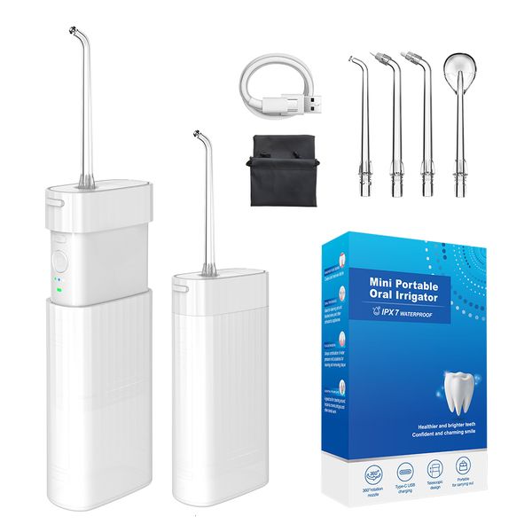 Altro Igiene orale Mini irrigatore portatile USB ricaricabile Detergente per sbiancamento dei denti Pulse Serbatoio dell'acqua da 140 ml 3 modalità di pulizia Ipx7 Impermeabile 230824