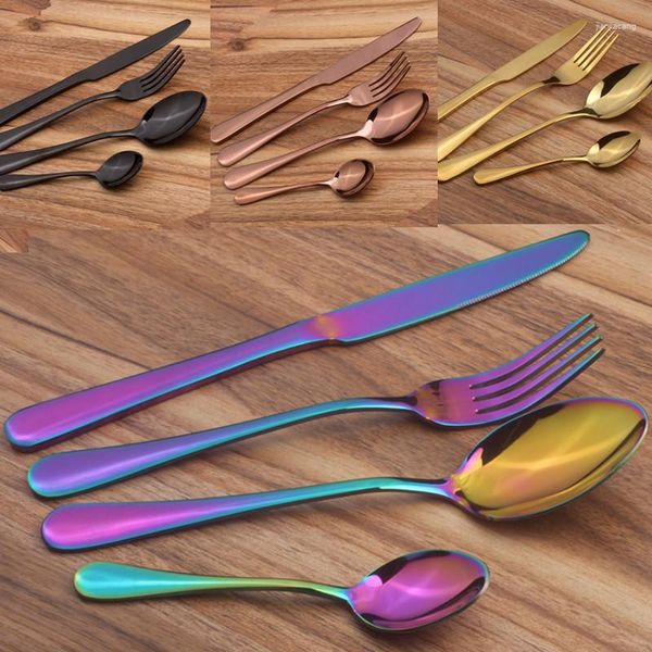 Conjuntos de utensílios de jantar 4pcs/conjunto de talheres de aço inoxidável