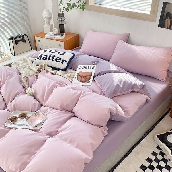 Bedding Sets Nordic Princess Purple Bedding Conjunto meninos meninos de tamanho duplo de tamanho plano capa de edreca de edreca de cama para casas de cama Têxtil 230823