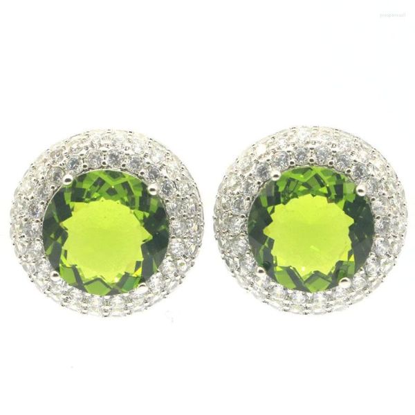 Bolzenohrringe 20x20mm empfehlen runde Form grüne Peridot rosa Morganit weiße CZ Hochzeit Silber