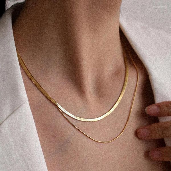 Ketten Klingenkette Choker Neck Edelstahl Link Mode Frauen Halskette Gold Farbe Multilayer Mashup Schmuck 2023