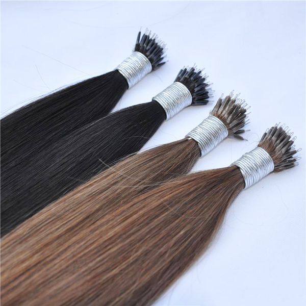 Estensioni dei capelli umani REMY Nano Ring 80 g/confezione 0,8 g/s 200 s/lotto Colore naturale biondo Lunghezza 16''-26'' Grado 10A