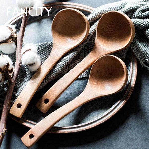 Colheres Fancity Spoon Woodlen Manuseda longa sopa grande em estilo japonês Millet Minga