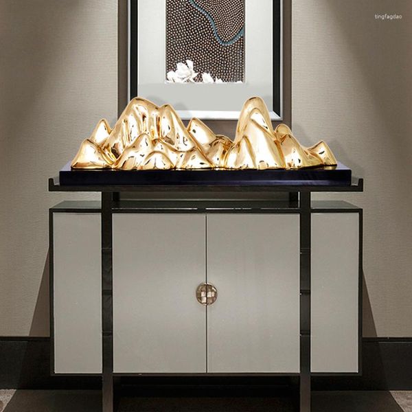 Estatuetas decorativas zhaocai jinshan xuan guan decoração el model sala de modelos de luxo moderno luxo abstrato escultura criativa arte criativa