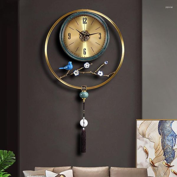 Orologi da parete orologio di lusso leggero moderno orologio per la casa semplice appeso puro rame personalità silenziosa al quarzo