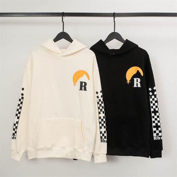 Hoodies masculinos rh streetwear letter de tamanho grande impressão solar capuz casal estilo espessamento moda moda solto de hip hop com capuz