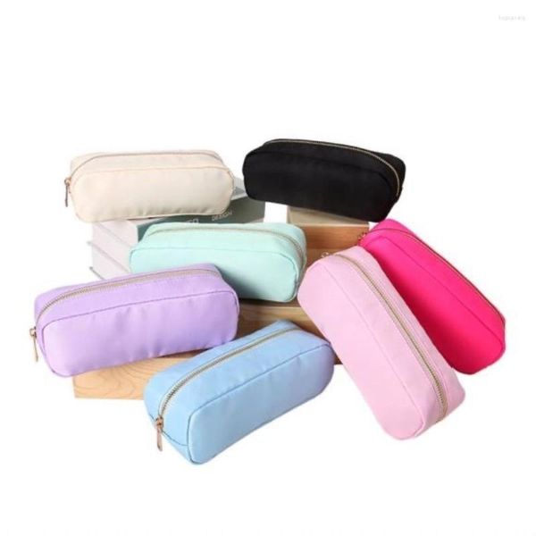 Bolsas de cosméticos vegan nylon case de lápis, garotos simples, fofis de grande capacidade de grande capacidade, bolsa estudantil escolar