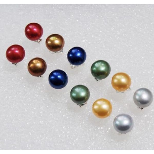 Orecchini per borchie da 6 coppie colori 7-8 mm vere Akoya Cultured Pearl Silver