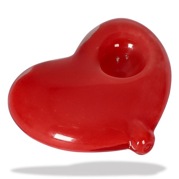 Neueste Red Love Heart Form Pyrex Dicke Glashandrohre tragbarer innovativer Filter Herb Tobacco Spoon Bowl Raucher Bonghalter Innovative Zigarettenhalterrohre