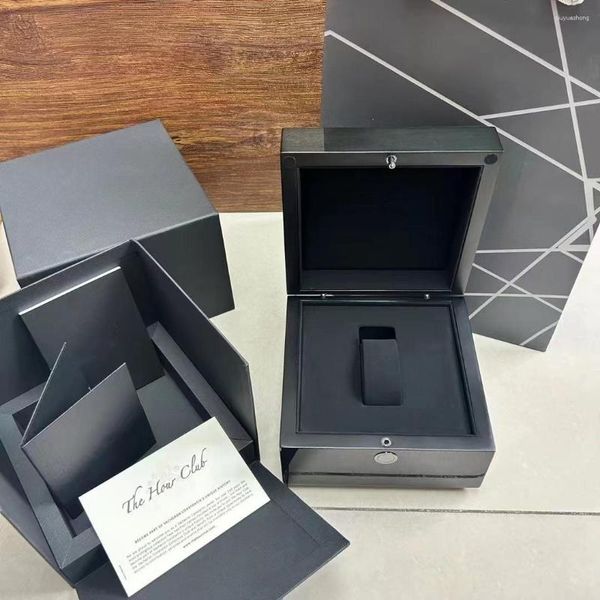 Guarda le scatole di fabbrica VC Black Black Original Wooden Box and Booklet Case con regalo personalizzato per borse