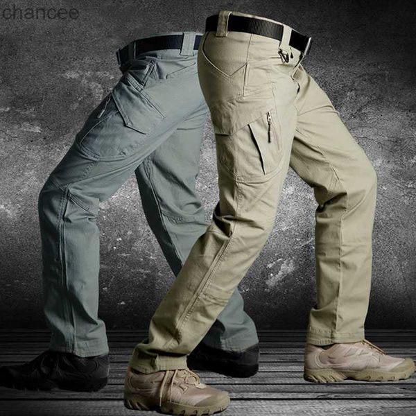 Uomini tattici pantaloni da carico pantaloni multi-tasca elastica elastica pavimentazione militare impermeabile swat combattimento swat joggers s-3xl springlf20230824.
