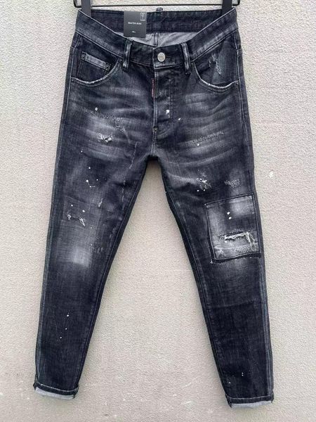 Herren Jeans 2023 Spray Point Patch Scratch Casua Fashion Pencil Hosen C017#
