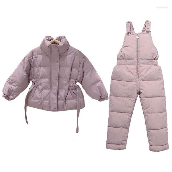 Roupas conjuntos de roupas para meninas roupas 2023 algodão de inverno grossa casacos casuais calças crianças de duas peças meninos teram crianças de partida de parka roupas de parka