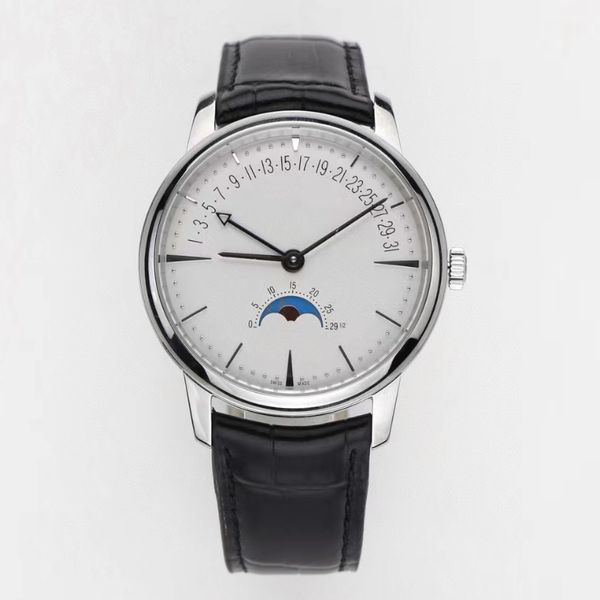 Vacherx Constantins Relógio masculino calendário reverso lunar de alta qualidade negócios lazer modificação movimento função completa safira touro espelho pulseira de couro marca