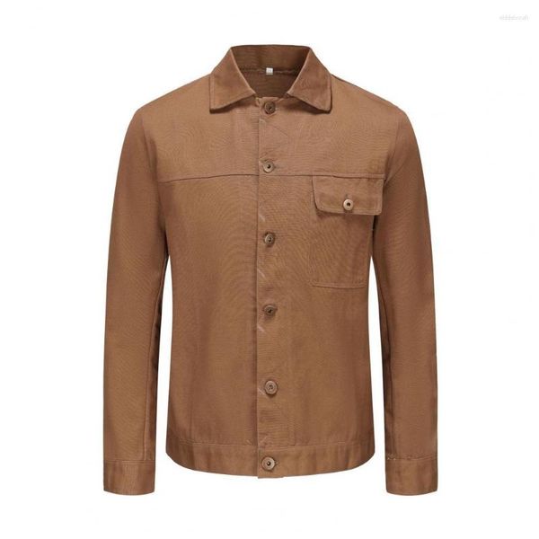 Jaquetas masculinas Retro Cowboy Jacket Fall de inspiração vintage com detalhes clássicos de tecido suave