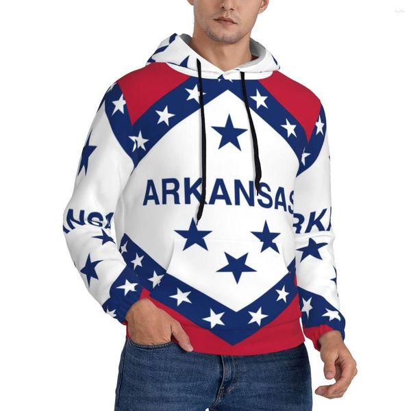 Hoodies masculinos sudaderas tendências homens capuz de rua casual casual hip hop moletom outono harajuku bandeira de arkansa