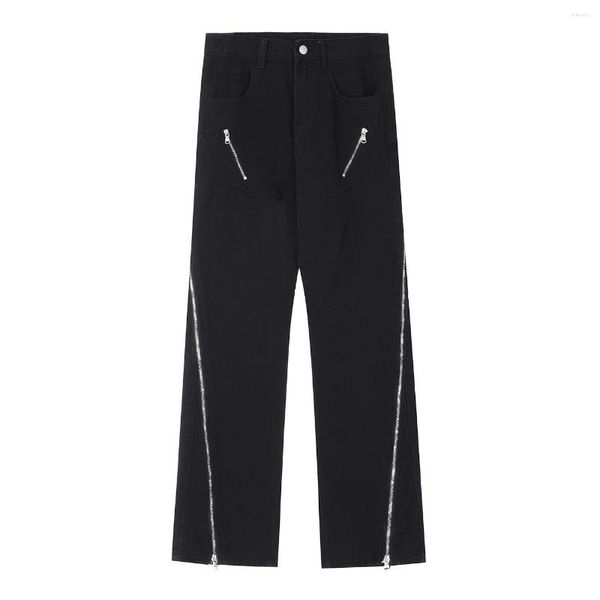 Jeans maschile che lavano inchiostro inchiostro pantaloni lunghi lacibile 2023 design fit tasche con cerniera slim uomini uomini da donna pantaloni casual pantaloni streetwear