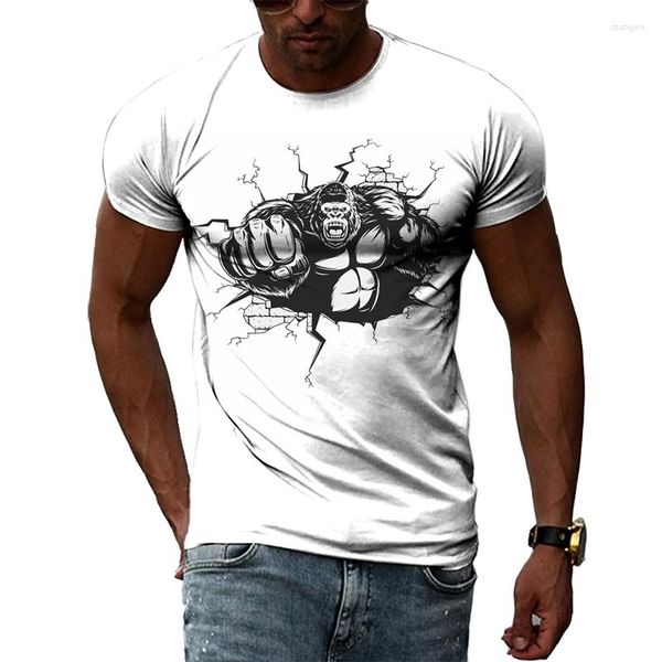 Herren T -Shirts Mode Männer T -Shirthop Persönlichkeiten Tier - Orang -Utan Muster Top Trendy lässige hübsche kurze Ärmel -T -Shirts