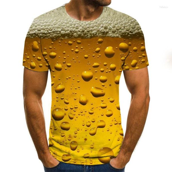 Herren T-Shirts Männer lässige 3D-Druckbier T-Shirt Personalisiertes Kurzarm Shirt Herren Sommer Beach Urlaub übergroß