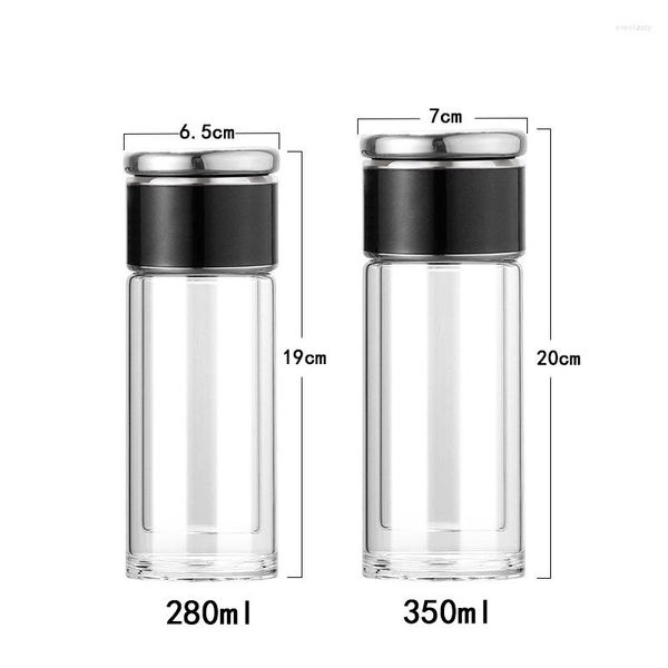 Wasserflaschen 200 ml/280 ml/350 mlsmart Tee zur Trennung von Tassen Doppelschicht Glas Haushalt Transparent