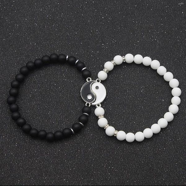 Braccialetti Charm 2pc Yin-Yang Taiji Otto trigrammi per perle di pietra naturale perline di bracciale per le donne pulseras