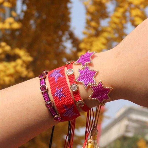 Zhongvi novas pulseiras estrelas para mulheres ajustáveis ​​miyuki pulseira de zircão colorido jóias feitas artesanais miçangas bohemian girl presentes l230824