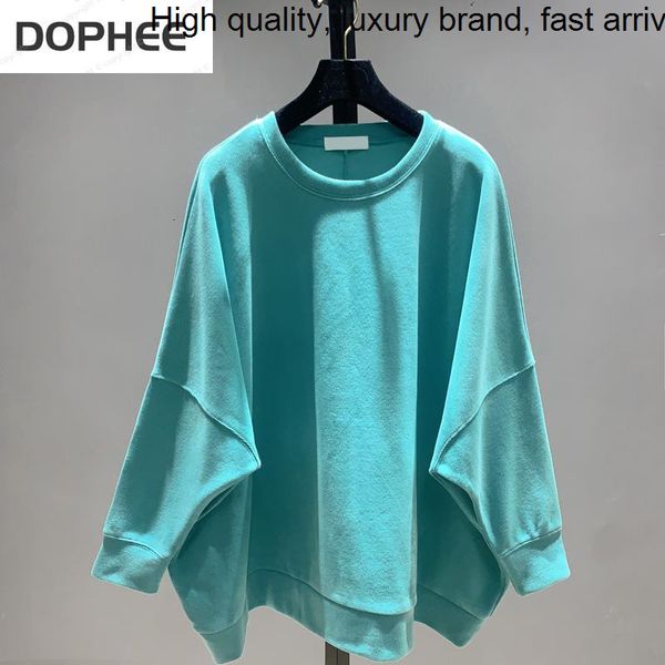 Felpa con cappuccio femminile Fedele Autunno Spring Donne 2023 Corea Oneck oversize Pullover Top Top Solid Color Batwing Maniche Cotone Casual 230823