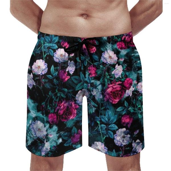 Herren -Shorts Roses Print Board Freizeit in Übergröße Strand florale abstrakte Hosen