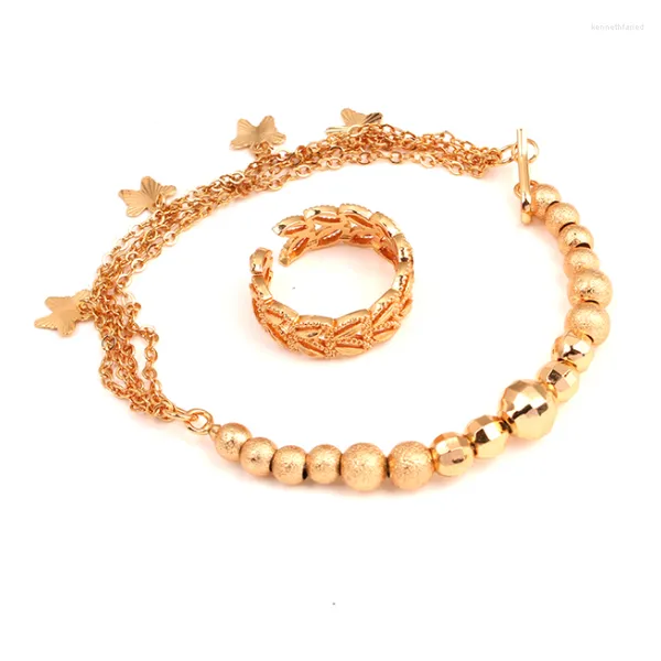 Armreif Frauen Armband Ring Hochwertiges Kupfermaterial Gold plattiert Ball Perlen Brauthochzeit Schmuck Großhandel Luxusdesigner