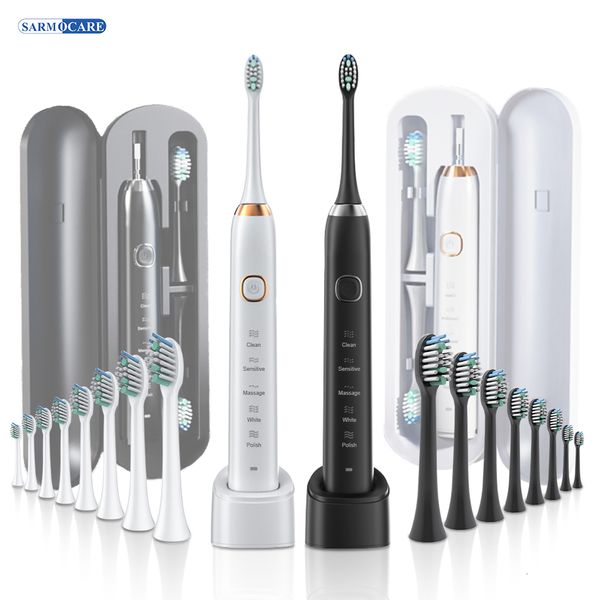 Zahnbürste, elektrische Schallzahnbürste, 8 Bürstenköpfe, intelligente Ultraschall-Zahnaufhellung, wiederaufladbare Zahnbürste für Erwachsene, Sarmocare S100 230824