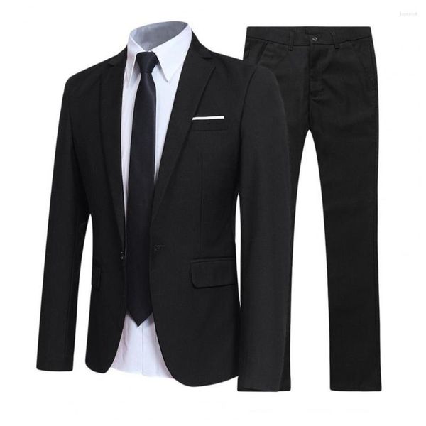 Herrenanzüge 1 Set Stilvolle Bräutigamanzug Slim Fit Streetwear Super Soft Pure Color Revers Blazer Hosen