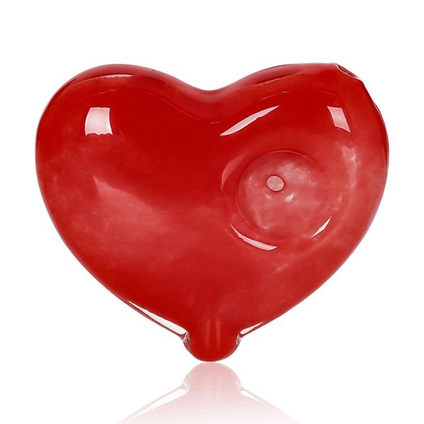 Neueste Red Love Heart Form Pyrex Dicke Glashandrohre tragbarer innovativer Filter Herb Tobacco Spoon Bowl Raucher Bonghalter Innovative Zigarettenhalterrohr DHL DHL