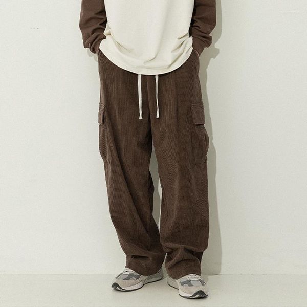 Herrenhose Cord -Cargo Männer Japanische Streetwear Schwarz Hosen Männlicher Hip Hop Harajuku Brown losen Vintage Koreanisch