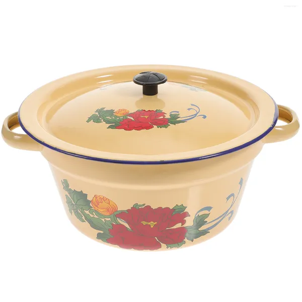 Ciotole per bacini di stoccaggio cucina gadget vintage braiser padella fornitura di coperchio piatti in ceramica per la legno smalto