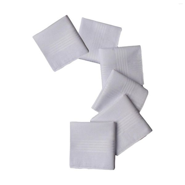 Bogen 6pcs reine weiße Taschentücher Hankies Pocket Square für Gentlemen Bräutigame