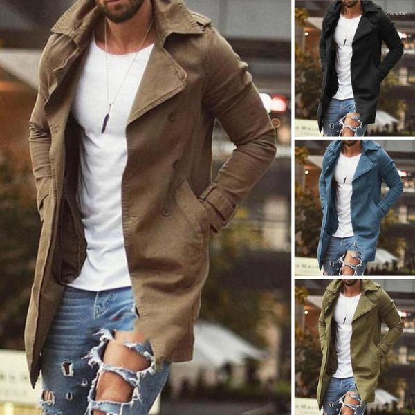 Jackets masculinos Men Trench Coat Jaqueta de outono elegante Slim Fit