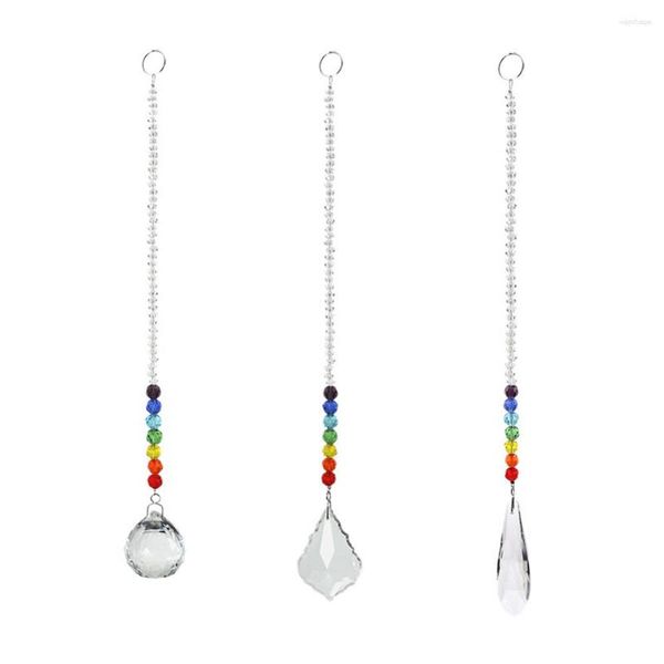 Gartendekorationen schöne Chakra-Perlen Kronleuchter exquisit hängende Kristallanhänger ungiftiges Prisma für Heimfensterdekoration