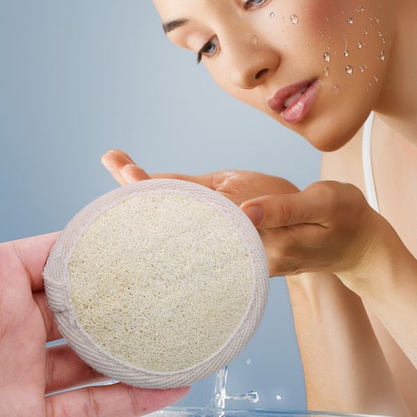 8cm Round Natural Loofah Facial Cleaning Pap Sponge Remova a maquiagem