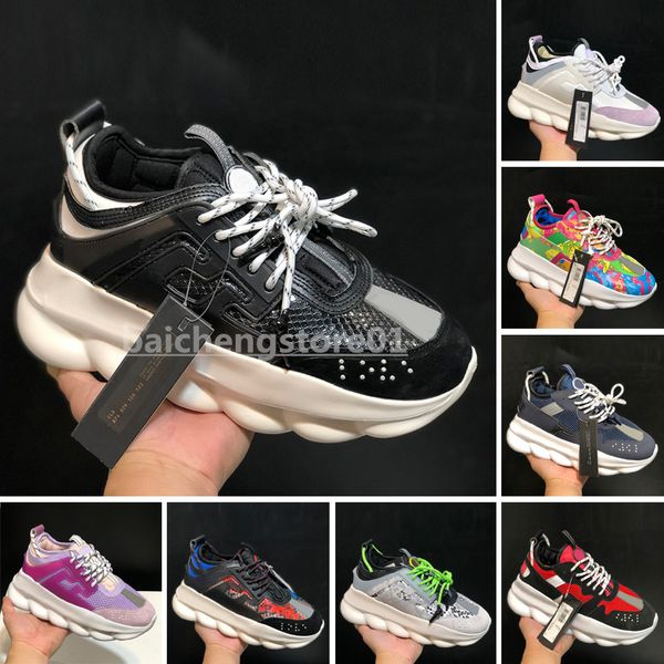 2023 Moda Casual Running Shoes Designer Clássico Itália Top Quality Chain Reaction Wild Jewels Chain Link Trainer Sneakers EUR 36-45 B4