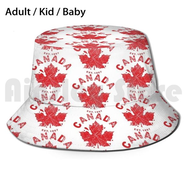 Weitkrempeln Hats Bucket Canada Day Est 1867 Red Hat Adult Kid Baby Beach Sonne Feiern Sie Mapleblatt 230823