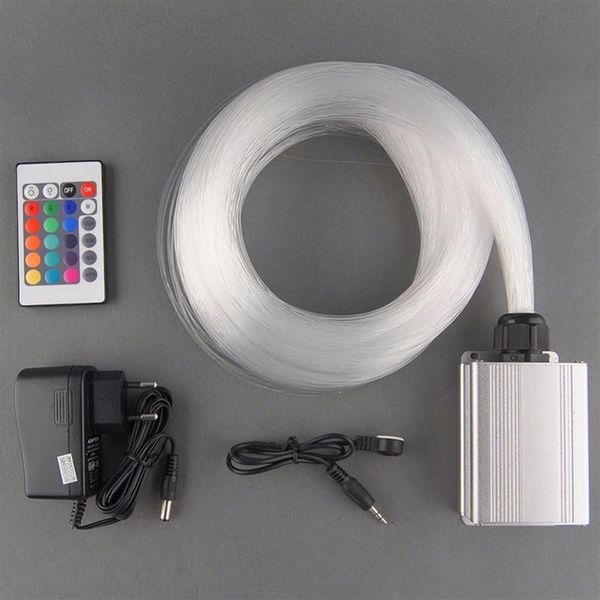 DIY -Neonzeichen 5W RGB LED Light Engine 200pcs 0 75 mm 2 m langes Ende GLOW PMMA OPTICAL FIBER KIT 24Key IR Remote275z