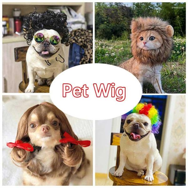 Dog Abbigliamento Pet Wig Costume Cosplay Cute Halloween Decoration Funny Cat Vesti