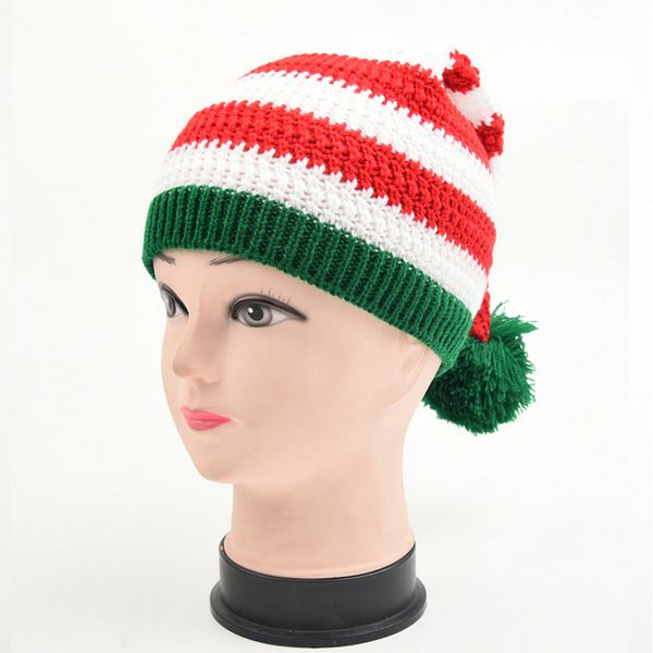 Beanieskull Caps Moda malha de lã para adultos chapéu de natal listras de crochê pompom santa tap tap yar casas de Natal suprimentos de festa decoração 230823