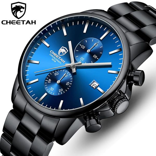 Relógios de pulso Cheetah Homens Assista Top Brand Moda Sport Mens Rispa Deblem à prova d'água Quartz masculino Homem de aço inoxidável de aço inoxidável