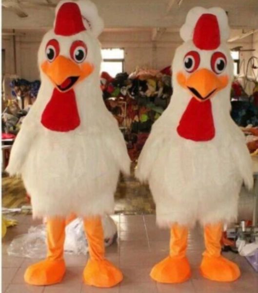 2 pçs halloween branco galo frango mascote traje ternos fantasia vestido adulto carnaval traje da mascote