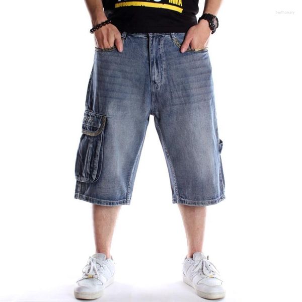 Herren Jeans Y2K Multi-Taschen-Shorts für Männer plus Größe 30-46 Hip Hop Baggy Jeanshose Loose Walf-Länge Sommerstreetwear Kleidung