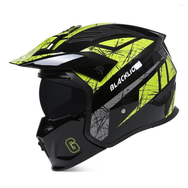 Motosiklet Kaskları Sokak Binicilik Motobike Güvenlik Casco Kask Tam Yüz Koyu Lens Casque Moto De Capacete Dot ECE Lokomotif Kombinasyonu