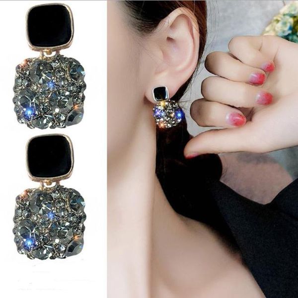 Baumeln Ohrringe Koreanische Einfache Mode Wilden Super Flash Kristall Quadrat Retro Weibliche Party Freunde Hochzeit Geschenke